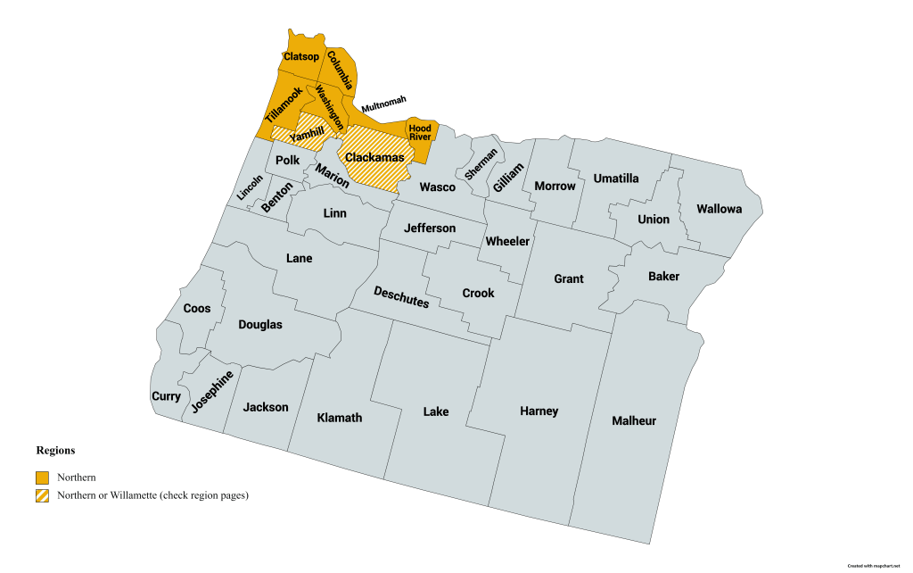 Northern region counties for OMSSWC.